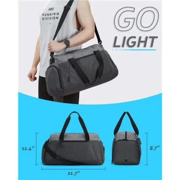 New Foldable Sports Duffle Bag Grey - Picture 6 of 7